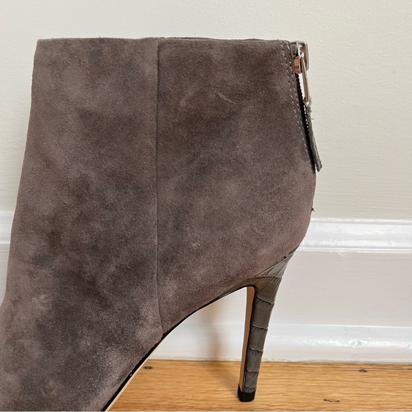 Sam Edelman Kourtney Gray Leather Suede Crocodile Heel Ankle Boots Size 8M - Picture 14 of 15